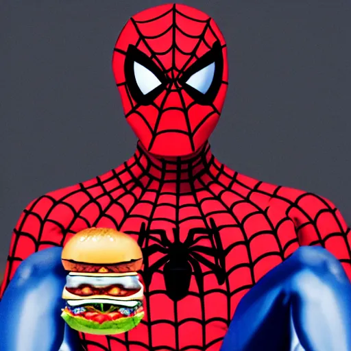 Prompt: barrack obama in a spiderman suit, sitting on the iron throne, eating a burger, photorealistic, 4 k, trending on artstation