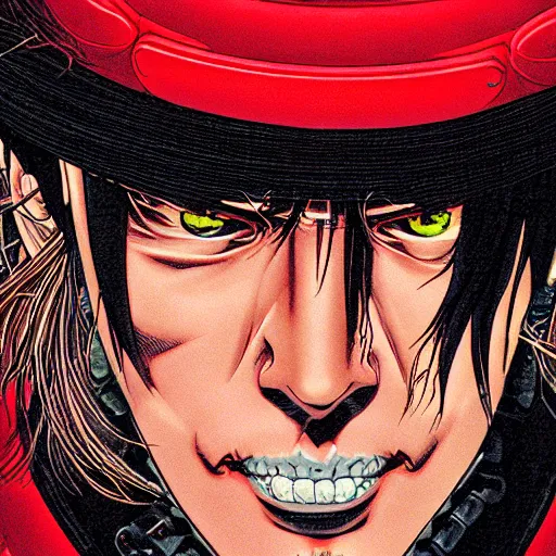 Image similar to portrait closeup of crazy terry bogard, symmetrical, cinematic colors, by yoichi hatakenaka, masamune shirow, josan gonzales and dan mumford, ayami kojima, takato yamamoto, barclay shaw, karol bak, yukito kishiro