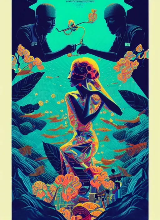 Prompt: concert poster for the band cave in, tristan eaton, victo ngai, artgerm, rhads, ross draws