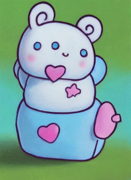 Image similar to cute, pastel painting of cinnamoroll, sanrio