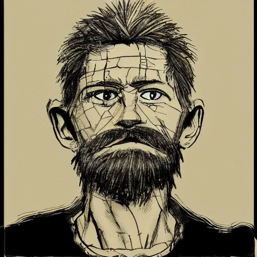 Prompt: a realistic yet scraggly portrait sketch of the side profile of a stern and sophisticated jamie hewlett, trending on artstation, intricate details, in the style of frank auerbach, in the style of sergio aragones, in the style of martin ansin, in the style of david aja, in the style of mattias adolfsson