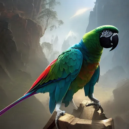 Prompt: Parrot ,cinematic shot, epic, volumetric lighting, made by Stanley Artgerm Lau, WLOP, Rossdraws, ArtStation, CGSociety, concept art, cgsociety, octane render, trending on artstation, artstationHD, artstationHQ, unreal engine, 4k, 8k,