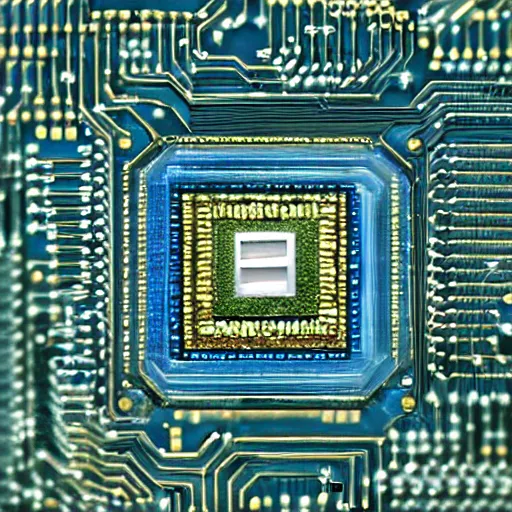 Prompt: integrated circuit made of jewels, light micrograph