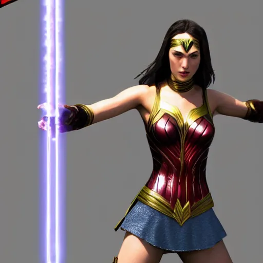 Image similar to gal gadot in tekken, 3d render,