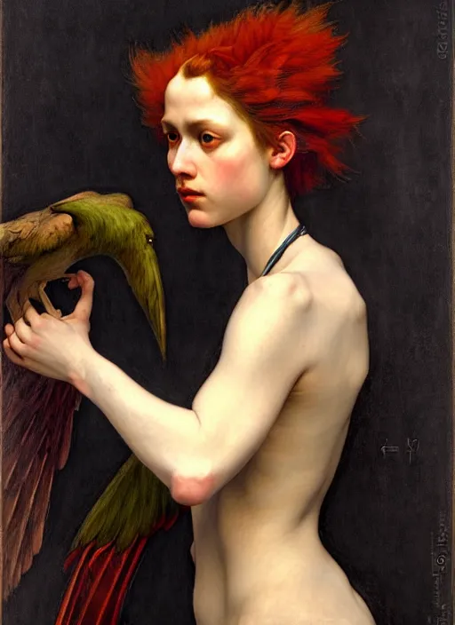 Image similar to harpy, dnd character art portrait, dramatic lighting, vivid colors by edgar maxence and caravaggio.