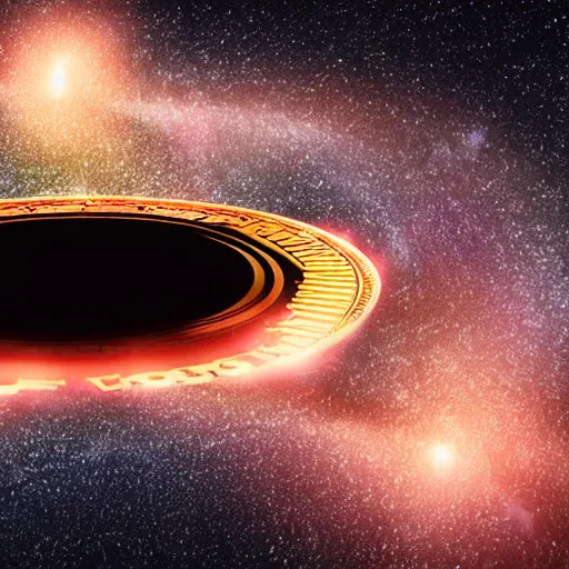 Prompt: bitcoin as black hole from the film interstellar