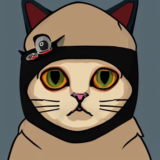 Image similar to a cat dressed as a terrorist, illustration, funny, caricature, hd, 8 k, hyper detailed,