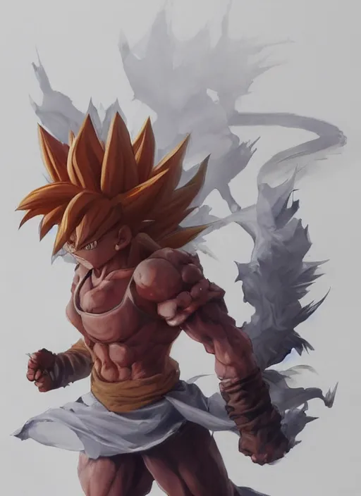 Image similar to semi reallistic gouache gesture painting, by yoshitaka amano, by ruan jia, by Conrad roset, by dofus online artists, detailed anime 3d render of gesture painting of Crono as a super Saiyan, young Crono blond, Crono, Dragon Quest, Crono, goku, portrait, cgsociety, artstation, rococo mechanical, Digital reality, sf5 ink style, dieselpunk atmosphere, gesture drawn