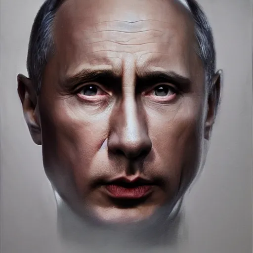 Prompt: hyperrealistic mixed media high resolution painting of a Vladimir Putin, stunning 3d render inspired art by István Sándorfi and Greg Rutkowski, perfect symmetry, dim volumetric lighting, 8k octane beautifully detailed render, post-processing, extremely hyper-detailed, intricate, epic composition, highly detailed attributes, highly detailed atmosphere, cinematic lighting, masterpiece, trending on artstation, very very detailed, masterpiece, stunning, flawless structure, lifelike texture, perfection,