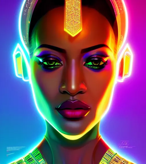 Image similar to symmetry!! egyptian queen of technology, solid cube of light, hard edges, product render retro - futuristic poster scifi, lasers and neon circuits, brown skin beautiful egyptian, queen, intricate, elegant, highly detailed, digital painting, artstation, concept art, smooth, sharp focus, illustration, dreamlike, art by artgerm