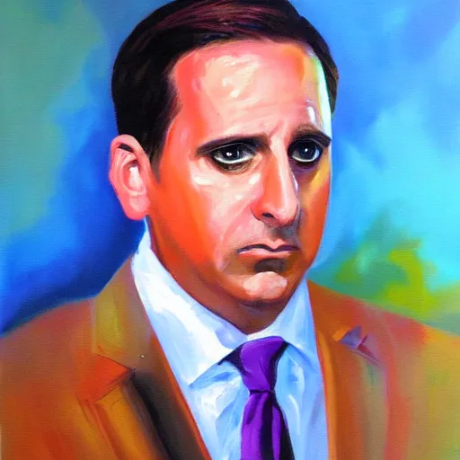 Prompt: Holy Michael Scott, oil painting