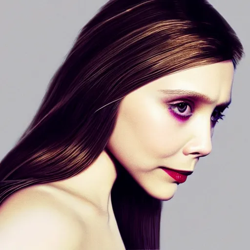 Image similar to elizabeth olsen inspired avant-garde art, deco fashion, highly detailed, photorealistic portrait, bright studio setting, studio lighting, crisp quality and light reflections, unreal engine 5 quality render