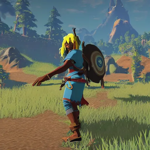 Image similar to screenshot of chief keef in breath of the wild