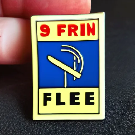 Image similar to a photo of a retro 1 9 7 0 s minimalistic clean fire warning label enamel pin, beautiful cinematic light, behance