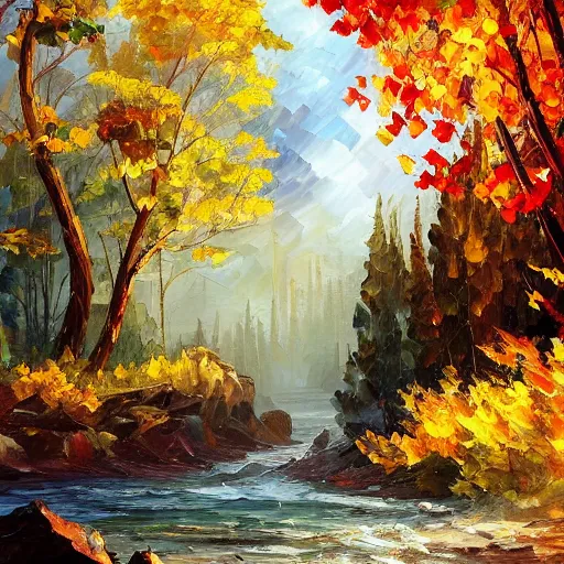 Prompt: a highly detailed matte oil painting by afremov and greg rutkowski of a very tall tree with lots of golden leaves growing on a pile of rocks in the middle of a river of pure gold.