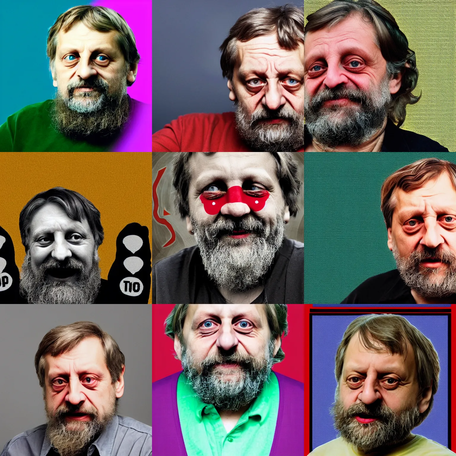 Prompt: slavoj zizek as an interdimensional pixelated clown