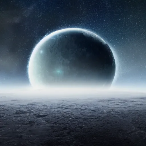 Prompt: i had a dream, which was not all a dream. the bright sun was extinguish ’ d, and the stars did wander darkling in the eternal space, rayless, and pathless, and the icy earth swung blind and blackening in the moonless air 8 k resolution concept