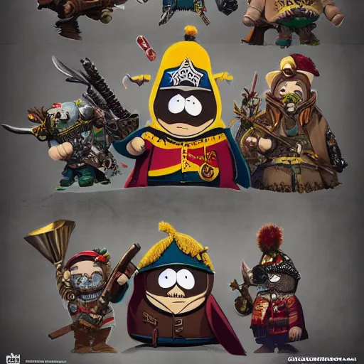 Image similar to southpark characters warhammer games workshop, art digital art, 3 d high definition, trending on artstation, trending on deviantart photorealistic, high resolution, 8 k, octane, hyper detailed, insane details, intricate, elite, ornate, elegant trend, unreal engine