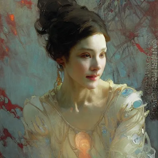 Prompt: mandelbulb portrait of a beautiful woman by ruan jia, greg manchess, mucha