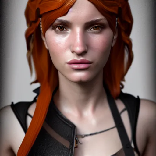 Prompt: photorealistic, high - resolution 3 d render of steampunk bella thorne portrait, unreal engine 5, trending on artstation, volumetric lighting, subsurface scattering, highly detailed realistic human skin texture