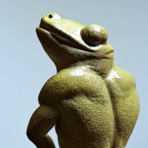 Image similar to greek statue of a buff frog