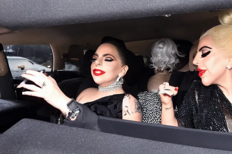 Image similar to lady gaga and judy garland carpool karaoke