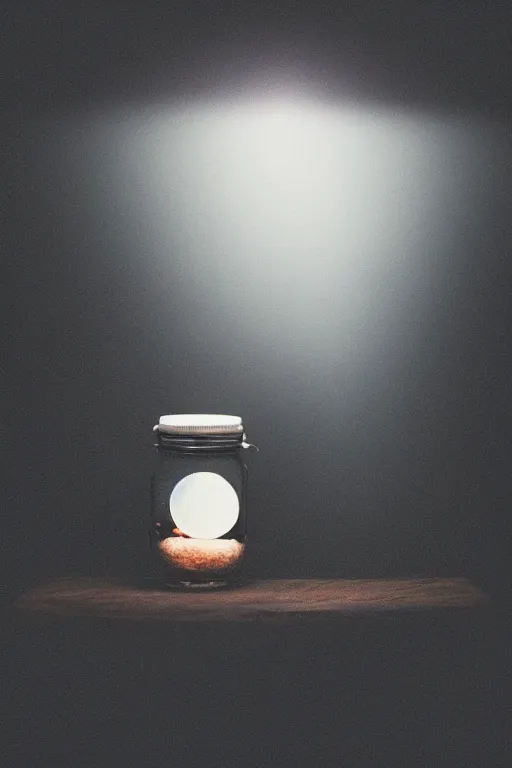 Image similar to agfa vista 4 0 0 photograph of the universe in a jar, moody lighting, moody vibe, telephoto, 9 0 s vibe, grain, tranquil, calm, faded!,