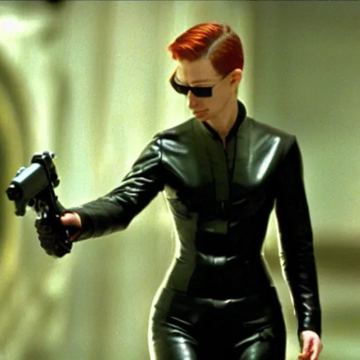 Image similar to cate blanchett in the matrix (1999) in 4k