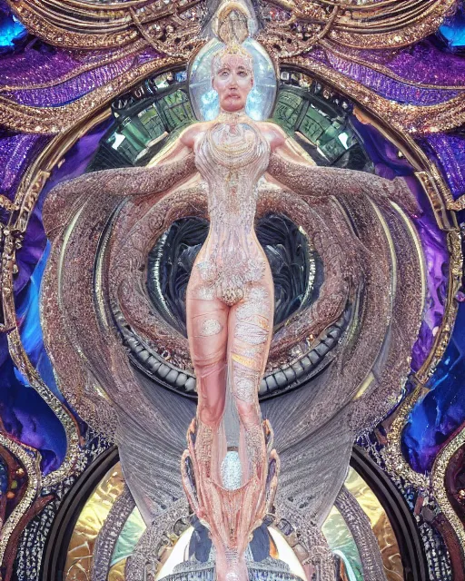 Image similar to a highly detailed metahuman 4 k close up render of a nataraja bella hadid monument renaissance in iris van herpen dress schiaparelli in diamonds crystals swarovski and jewelry iridescent in style of alphonse mucha gustav klimt trending on artstation made in unreal engine 4