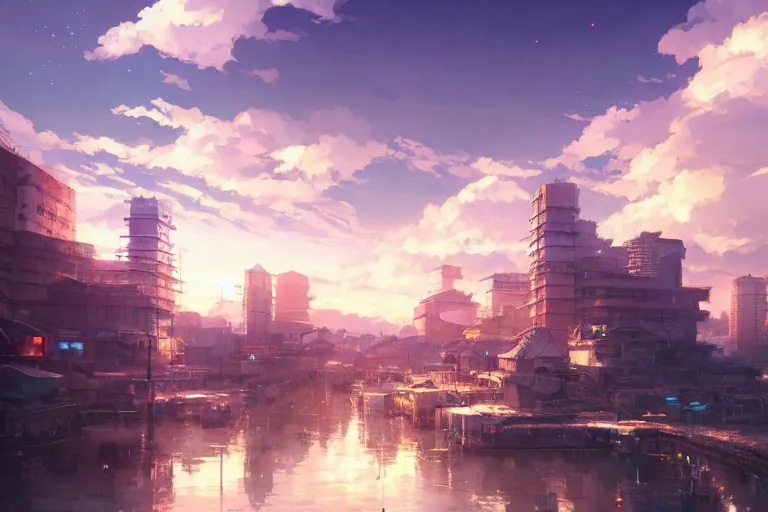 Prompt: ultra realistic city the sky, colors, 8 k, hd, details, fantasy, epic, ancient city, landscape illustration concept art anime key visual trending pixiv fanbox by wlop and greg rutkowski and makoto shinkai and studio ghibli and kyoto animation symmetrical facial features