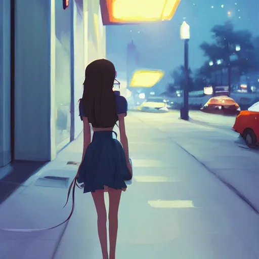 Image similar to a girl smoking, skinny, beautiful face, street at night, long hairfine art painting by makoto shinkai, featured on pixiv, hd