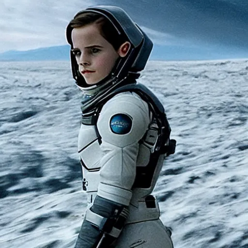 Prompt: still shot of interstellar featuring young emma watson