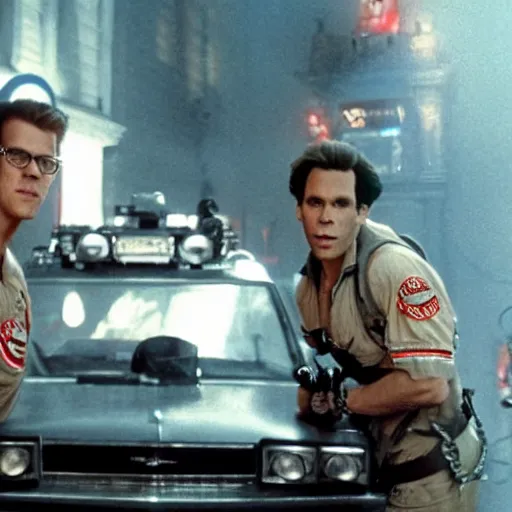 Image similar to Live Action Still of Jerma in Ghostbusters, real life, hyperrealistic, ultra realistic, realistic, highly detailed, epic, HD quality, 8k resolution, body and headshot, film still