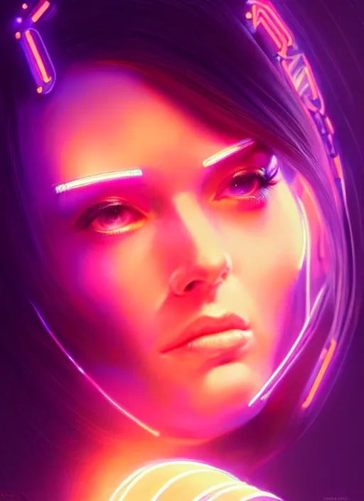 Image similar to portrait of female humanoid from 6 0 s era, intricate, elegant, cyber neon lights, highly detailed, digital painting, artstation, glamor pose, concept art, smooth, sharp focus, illustration, art by artgerm and greg rutkowski