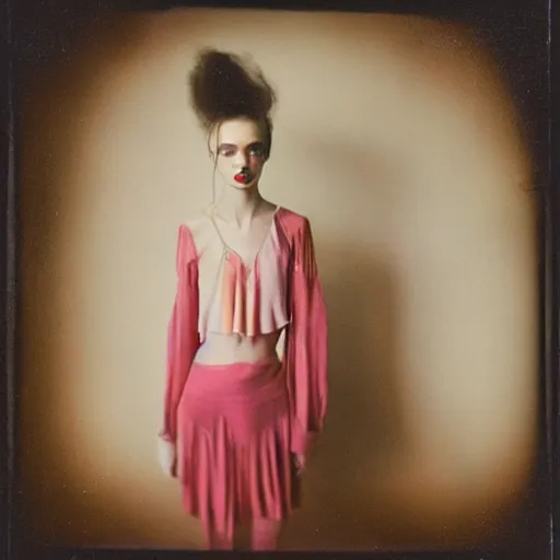 Image similar to kodak portra 4 0 0, wetplate, photo of a surreal artsy dream scene,, girl, weird fashion, photographed by paolo roversi style