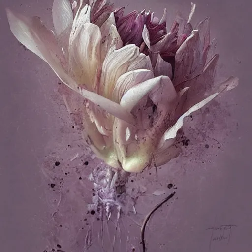 Image similar to ghastly by skottie young, by adolf hiremy - hirschl. the digital art is a beautiful & haunting work of art of a series of images that capture the delicate beauty of a flower in the process of decaying. the colors are muted & the overall effect is one of great sadness.