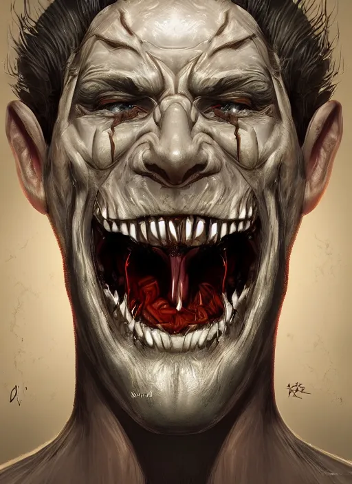 Image similar to a twisted grin, digital art, trending on artstation