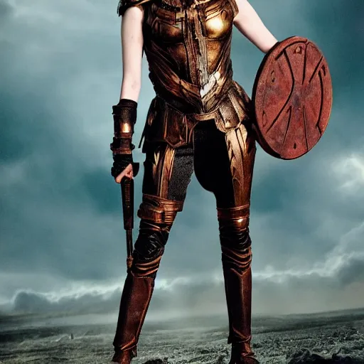 Prompt: full body photo of karen gillan as a valkyrie warrior