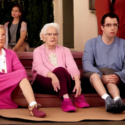 Image similar to movie still of geriatric mean girls