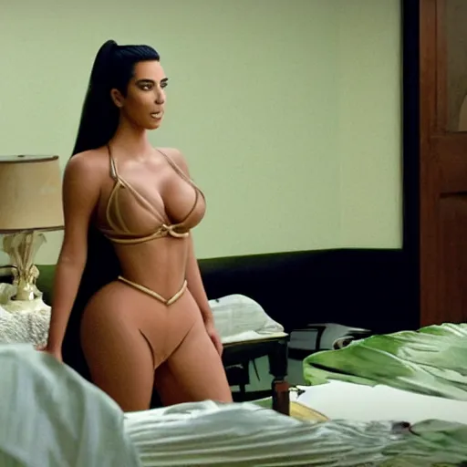 Image similar to kim kardashian as borat in borat, 8k resolution, full HD, cinematic lighting, award winning, anatomically correct