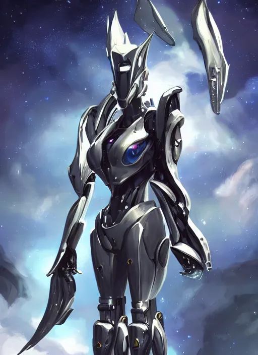 Image similar to cinematic shot, cosmic sized perfectly proportioned stunning beautiful anthropomorphic robot mecha female dragon, space background, larger than galaxies, holding milky way in hands, sleek silver armor, epic proportions, epic size, epic scale, ultra detailed digital art, furry art, macro art, dragon art, giantess art, warframe fanart, furaffinity, deviantart