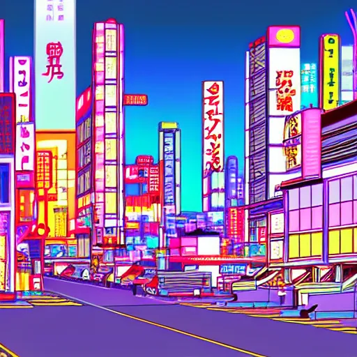 Image similar to neon citypop japanese city in 1 9 8 0's anime style