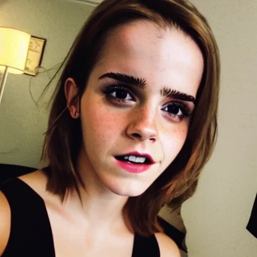 Prompt: emma watson egirl selfi dorm