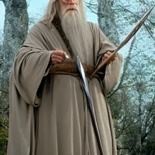 Image similar to A Still of Patrick McGoohan as Gandalf in The Lord of the Rings (2001), full-figure