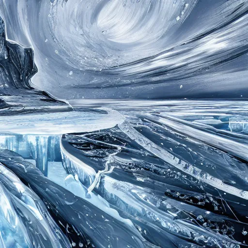 Image similar to icy landscape, hyper detailed