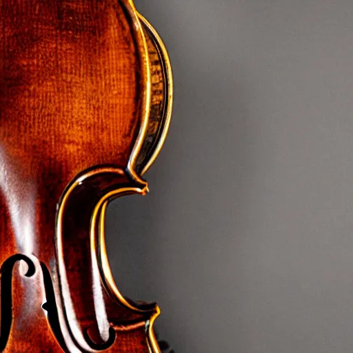 Prompt: A photo of a stradivari violin, studio lighting, top view