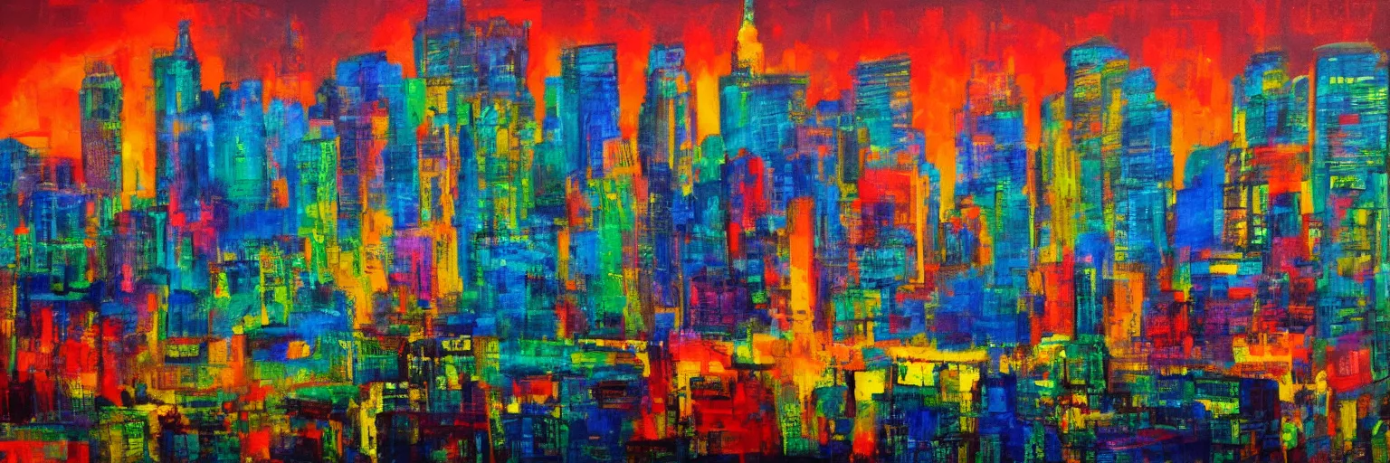 Image similar to a colorful landscape of new york by night in the style of alberto mielgo