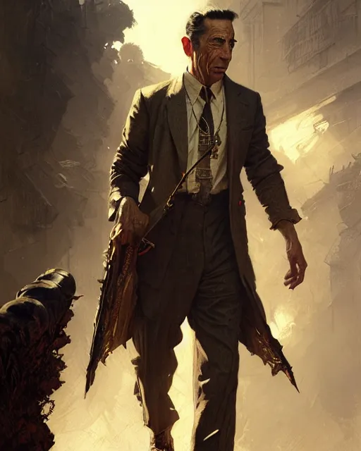 Prompt: fierce humphrey bogart, fantasy character portrait, ultra realistic, concept art, intricate details, highly detailed by greg rutkowski, gaston bussiere, craig mullins, simon bisley