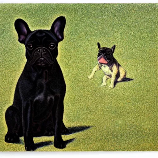 Image similar to black french bulldog by seurat georges