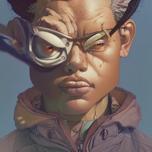 Image similar to citizen portrait soft light painted by james jean and katsuhiro otomo and erik jones, inspired by blacksad, smooth face feature, intricate oil painting, high detail illustration, sharp high detail, manga and anime 1 9 9 9